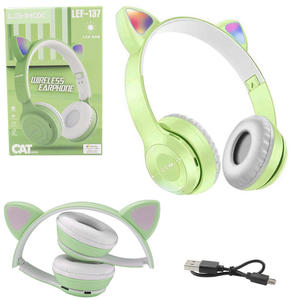 Headphone Cat Verde Wireless Com Led Colorido LEF-137-CAT LEHMOX LEF-137-CAT LEHMOX