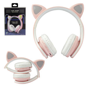 Headphone Cat Ear Rosa Wireless Com Led Colorido M-02 GENERICO