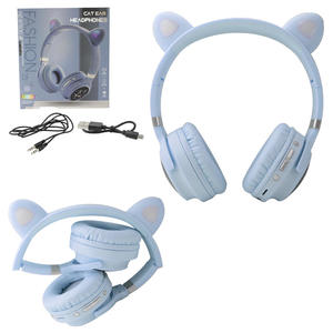 Headphone Cat Ear Azul Wireless Com Led Colorido M-02 GENERICO