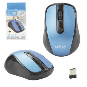 Mouse Wireless USB 1600 Dpi Anatel 4 Teclas Azul LEY-173 LEHMOX