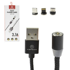 Cabo Magnético 3 em 1 Com Led Indicador V8, Type C, IOS Lightning 1 Metro KAP-366 KAPBOM