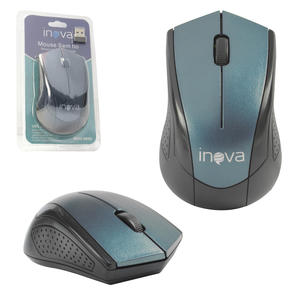 Mouse Óptico Azul Sem Fio Usb 3.0 Led vermelho 1000 Dpi MOU-8609 INOVA