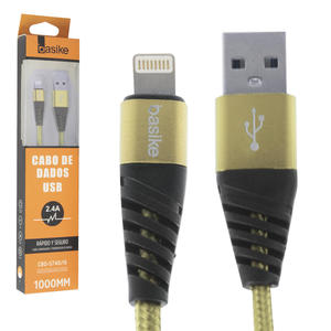 Cabo USB Turbo para iPhone Lightning 2.4A 1 Metro Dourado CBO-5740/I6 Basike