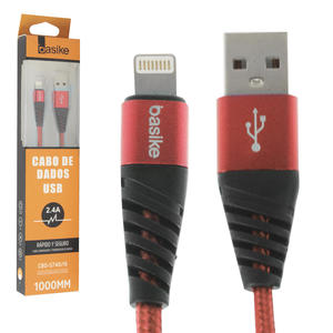 Cabo USB Turbo para iPhone Lightning 2.4A 1 Metro Vermelho CBO-5740/I6 Basike