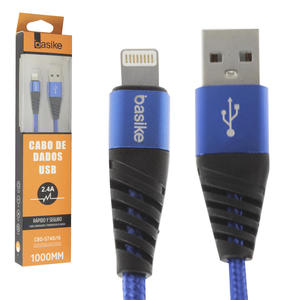 Cabo USB Turbo para iPhone Lightning 2.4A 1 Metro Azul CBO-5740/I6 Basike