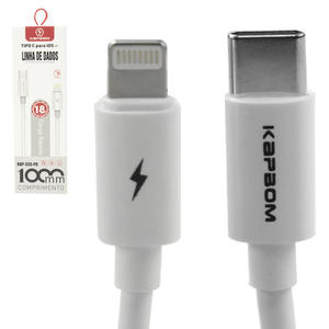 Cabo Type-C Para iPhone Lightning 1 Metro Branco KAP-333-PD KAPBOM