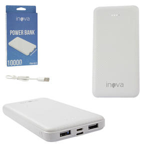 Carregador Portátil Universal com 1 Porta USB V8 E iPhone 5V 10000mA Branco POW-8523 INOVA