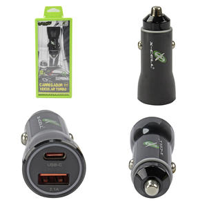 Carregador Veicular Com Entrada Usb e USB-C Preto 4.8A 30W XC-V13USB X-CELL