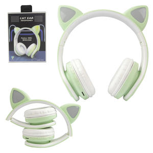 Headphone Cat Ear Verde Wireless Com Led Colorido M-02 GENERICO