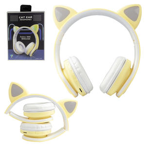 Headphone Cat Ear Amarelo Wireless Com Led Colorido M-02 GENERICO