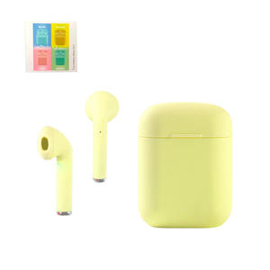 Fone De Ouvido Sem Fio 5.0 Iphone Bluetooth Wireless Com Base Carregadora e 1 Capinha de Silicone Amarelo INPODS I12 GENERICO