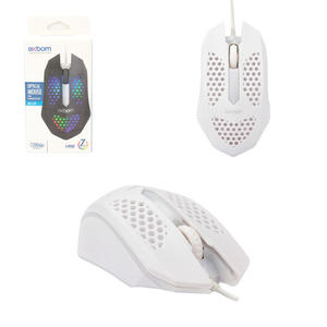 Mouse Gamer Óptico Usb Colmeia Branco Com Led Rgb 1200dpi MS-C33 EXBOM