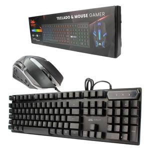 Kit Teclado E Mouse Gamer USB Preto Com Led RGB KP-TE115 KNUP