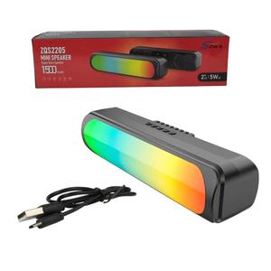 Caixa De Som Mini Speaker Bluetooth 5Wx2 1500mAh Com Iluminação RGB Entrada SD E USB Anatel ZQS2205 GENERICO