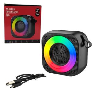 Caixa De Som Mini Speaker Bluetooth 5W 1200mAh Com Iluminação RGB Entrada SD E USB Anatel ZQS1205 GENERICO