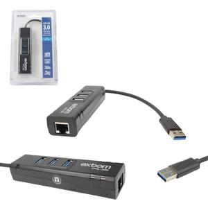 Hub 3 Portas USB 3.0 Gigabit Ethernet lan 1000/100/10 RJ45 UHL-300 EXBOM