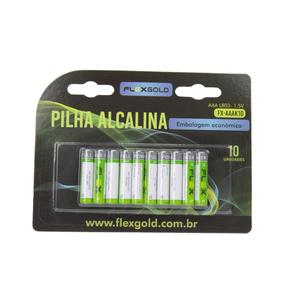 Pilhas Alcalinas AAA 1.5V Embalagem Econômica Com 10 Unidades FX-AAAK10 FLEX FX-AAAK10 FLEX