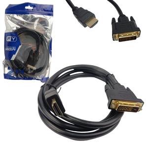 Cabo HDMI Macho Para DVI 24+1 Macho Full HD com Filtro Conectores Banhados 1.8 Metros HDTV TO DVI FY-