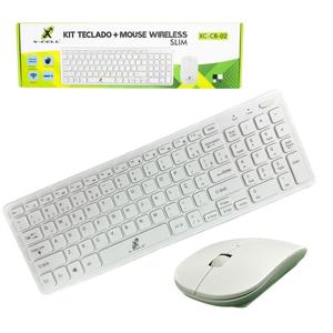 Kit Teclado E Mouse Wireless 2.4 Teclas Macias Branco XC-CB-02 X-CELL