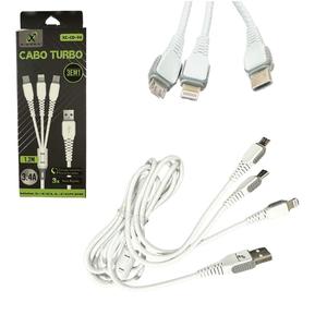 Cabo De Dados Triplo V8 IOS e USB-C 3.4A 1.2M Sortidos XC-CD-94 X-CELL