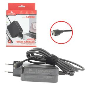 Fonte Compatível com Notebook Ultrabook e Tablet USB-C 65W 1.5A 20V3.25A 15V3A 12V3A 9V2A 5V2A Grasep D-PDC65 GRASEP