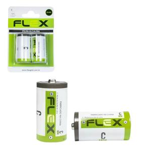 Pilha Alcalina 1.5v LR14 Cartela com 2 Unidades FX-CK2 FLEX FX-CK2 FLEX