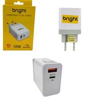 CARREGADOR BRIGHT USB/USB-C 36W S/CABO - CARREGADOR BRIGHT USB/USB