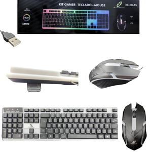 Kit Teclado Semi Mecânico E Mouse Gamer 2400DPI USB Iluminação RGB XC-CB-05 X-CELL