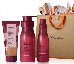 PRESENTE NATURA TODODIA CEREJA E AVELÃ( 3 ITENS:1 Body splash desodorante colônia feminino 200 ml+1 Creme desodorante nutritivo para o corpo 400 ml+1 Sabonete líquido em gel 190 g 134996 NATURA