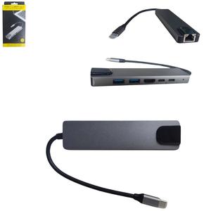 Adaptador USB Hub Extensor Type C 6 em 1 HDTV 4K GENERICO