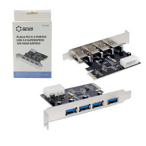 Placa Pci Express Com 4 Portas Usb 3.0 Compativel Com Win 98Se Dos Linux Xp 2003 Vista Win7 LT-612 LOTUS LT-612 LOTUS