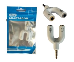 Adaptador de Audio P2 Macho Para P3 Adaptador de Áudio P2 Macho para P3 e P2 Fêmea Áudio para Notebook Smartphone e Celular KP-HM005 KNUP