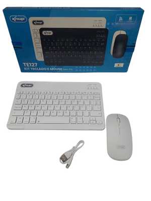 Kit Teclado e Mouse Sem Fio Com Capacidade De Bateria de 180mAh Branco KP-TE127 KNUP