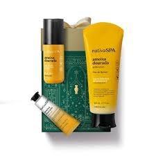 ESTOJO NSPA AMEIXA DOURADA NATAL 2024 (3) ITENS. SPA LOÇÃO HIDRATANTE 200ML - BODY SPLASH 60ML - GEL CREME PARA MÃOS 30G 584635 O BOTICARIO