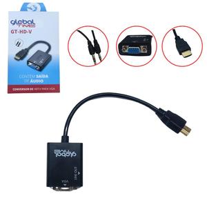 Cabo Conversor HDMI Macho Para VGA Fêmea Com Cabo P2 GT-HD-V GLOBAL TIME