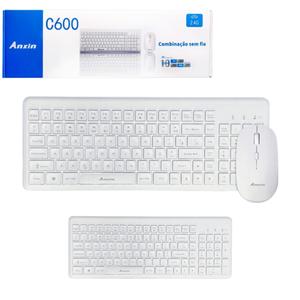 Kit Teclado E Mouse Wireless 2.4Ghz Com Alcance de até 10M C600 ANXIN