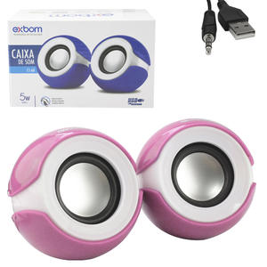 Caixa De Som Potencia 5W Plug De Audio P2 Rosa E Branco CS-68 EXBOM CS-68 EXBOM