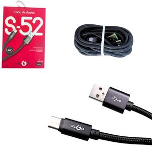 Cabo De Dados USB Para USB-C De 2 Metros 2.4A S-52 KLGO