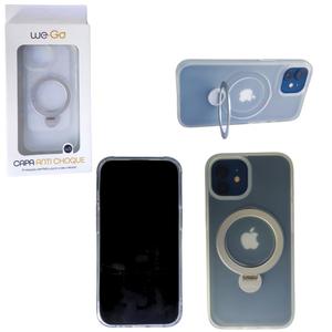 Capa De Celular Branca Para Iphone 15 Com Suporte ARO e compatível com Carga sem Fio LEEU-10 WEGO