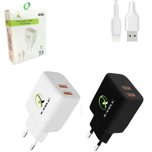 Carregador Turbo 25W Com Duas Saídas USB e Cabo Lightning Cores Sortidas XC-UR77 X-CELL