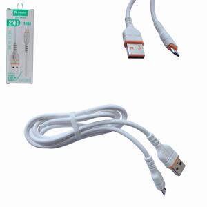 Cabo USB V8 Emborrachado 1M 2.4A Branco SJX-08-V8 SHINKA