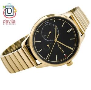 RELOGIO TOMMY FEMININO DOURADO FUNDO PRETO TOMMY VIVARA JOIAS