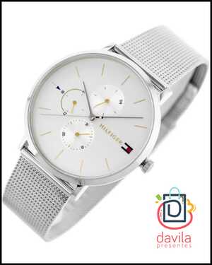 RELOGIO TOMMY FEMININO PULSEIRA AÇO TRABALHADA FUNDO BRANCO TOMMY BELLA FAMME