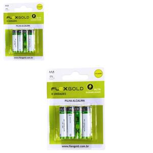 Cartela De Pilha Alcalina AAA LR3 1.5V Com 8 Unidades FX-AAAK8 FLEX