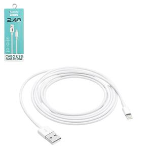 Cabo Para Iphone 2 Metro USB 3.0 Lightning 2.4A Branco CB-IP-2M SHINKA
