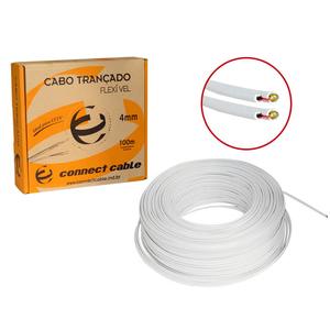 Cabo Trançado Coaxial Bipolar Para Cftv 75 Ohms 4Mm Flexivél 100 Metros Branco CFTV 100MT CONNECT CABOS