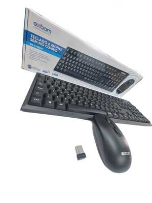 Kit Teclado E Mouse Wireless Preto EXBOM BK-S1000k BK-S1000k EXBOM