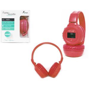 Headphone Digital Micro Tf Radio Fm Bluetooth Mp3 Wma Wav Vermelho Kp-348 KP-348 KNUP