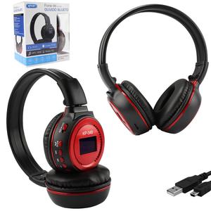 Headphone Microfone e Bluetooth FM Mp3 Preto e Vermelho KP-348 KP-348 KNUP