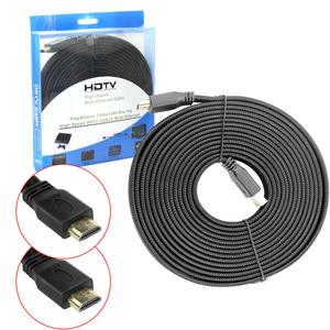 Cabo Hdmi Achatado De Nylon Ponta Dourada 1.4 1080P 3D 5M Preto HDMI 5MT GENERICO